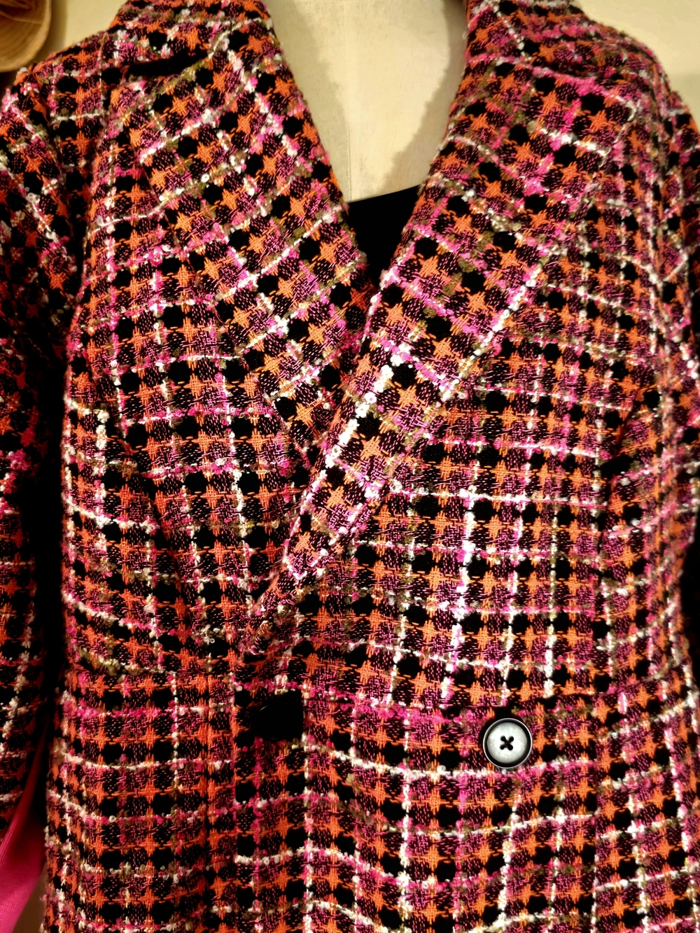 Torrid Pink Plaid Bouclé Statement Pea Coat 1X/14/16 - Picture 11 of 12